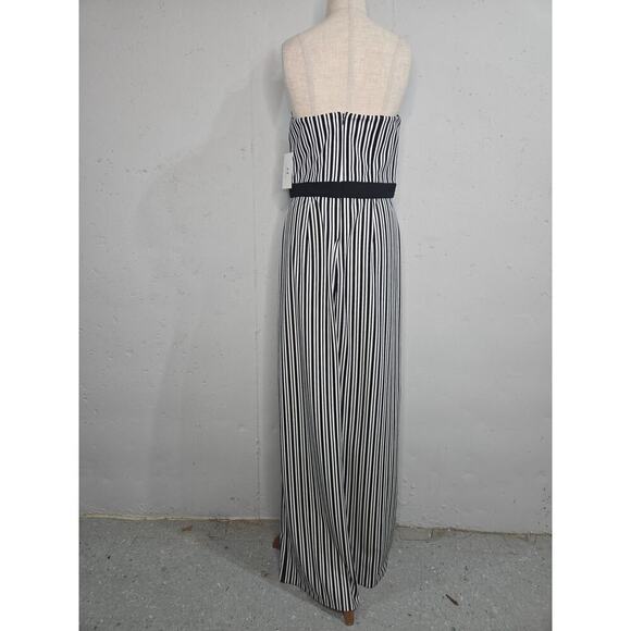NWT Halston Strapless Maxi Pinstripe Bow Belt Dress size 8 - Picture 3 of 8